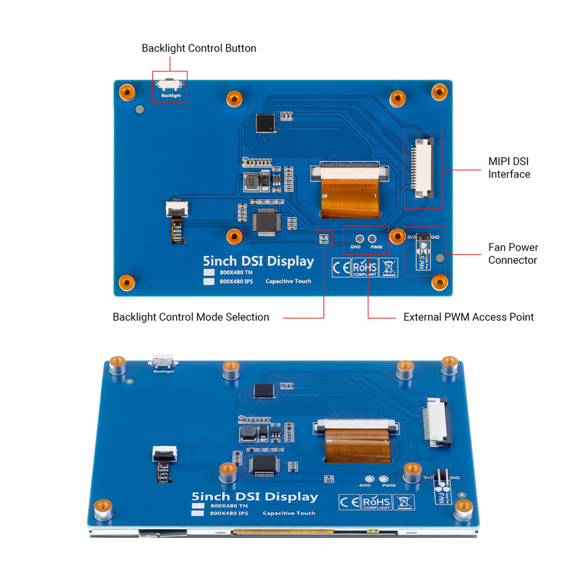 interface overview of 5 inch monitor