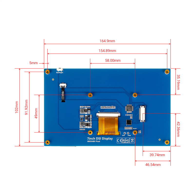 7 inch DSI touch display dimension