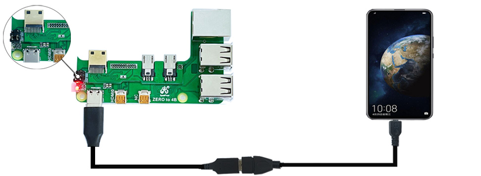 Raspberry pi zero adapter connect to phone
