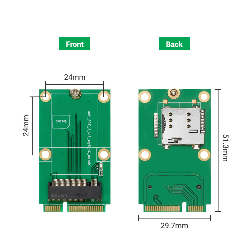dimension size of M.2 4G adapter board
