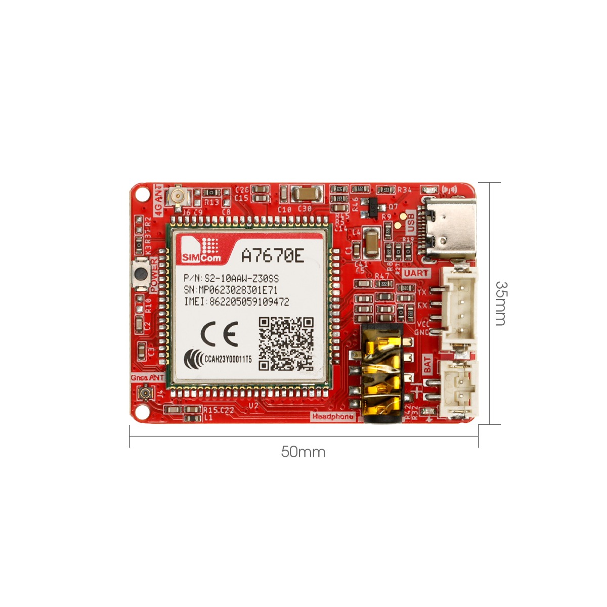 Crowtail A7670E 4G Module size