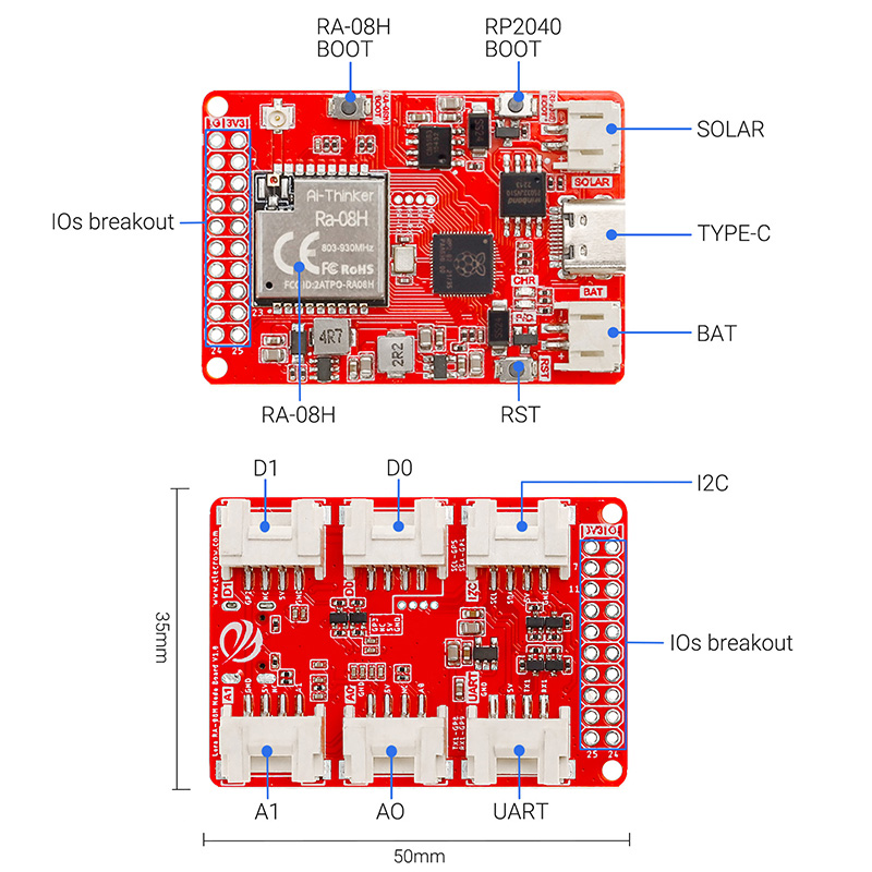 Lora ra-08h node board with RP2040