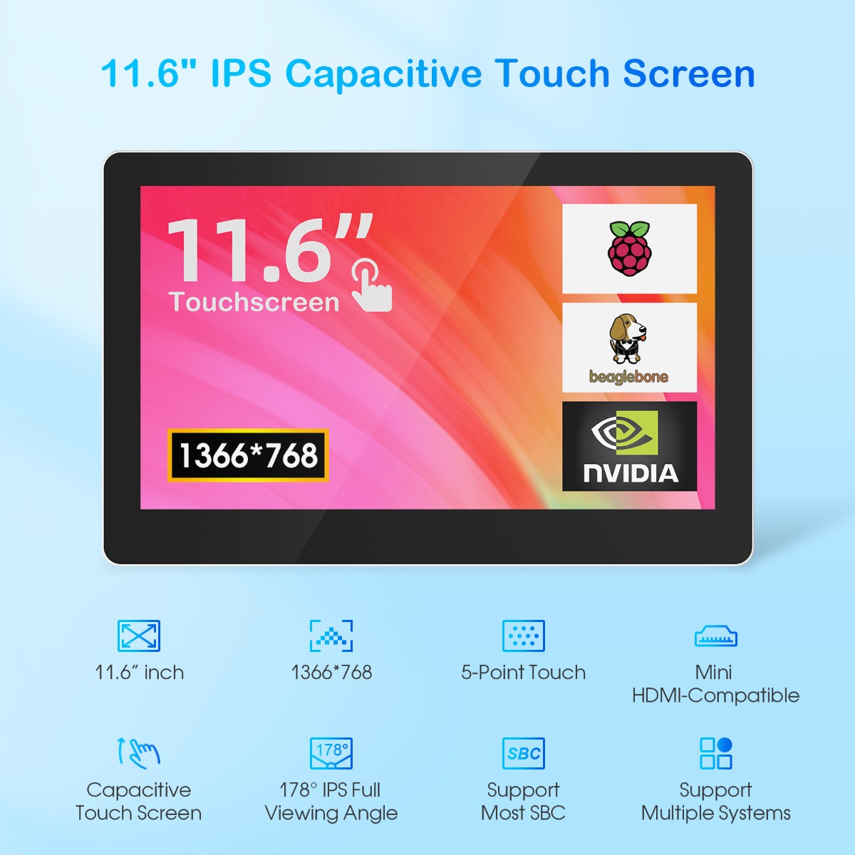 11.6 inch capacitive screen feature