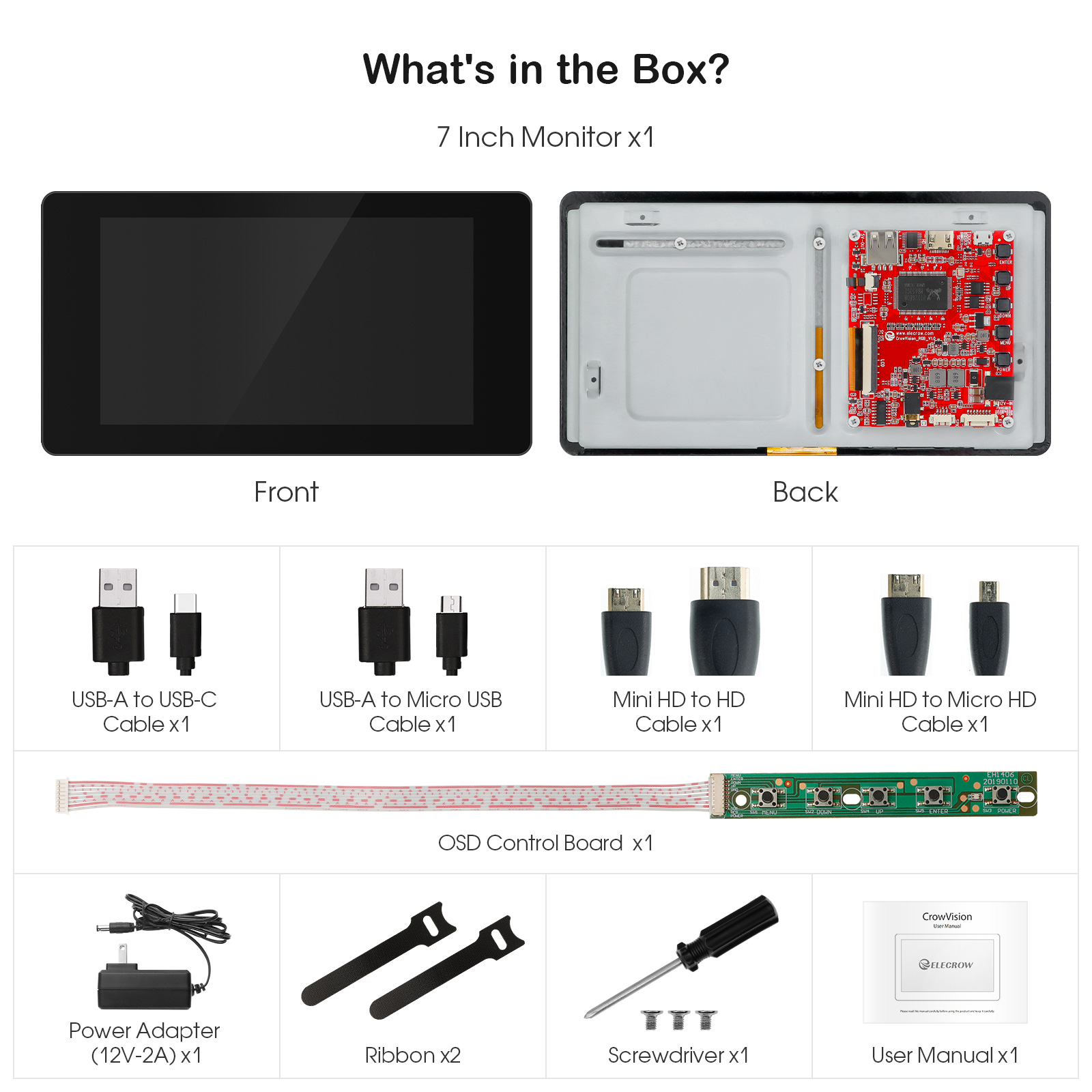 7 inch raspberry pi display package details