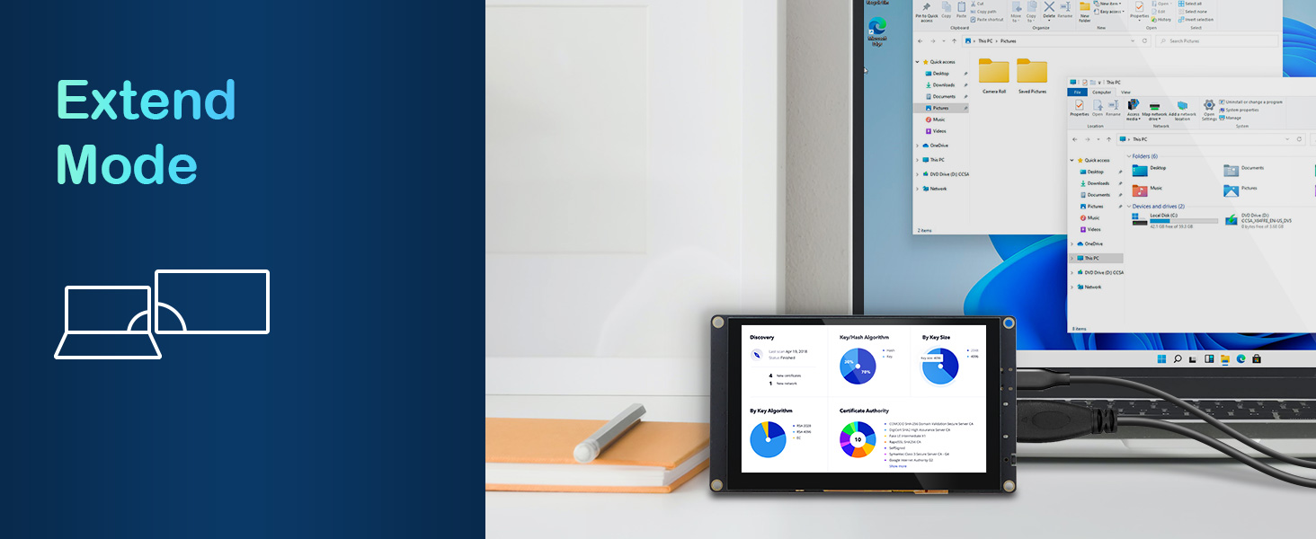 extende mode of 5 inch display