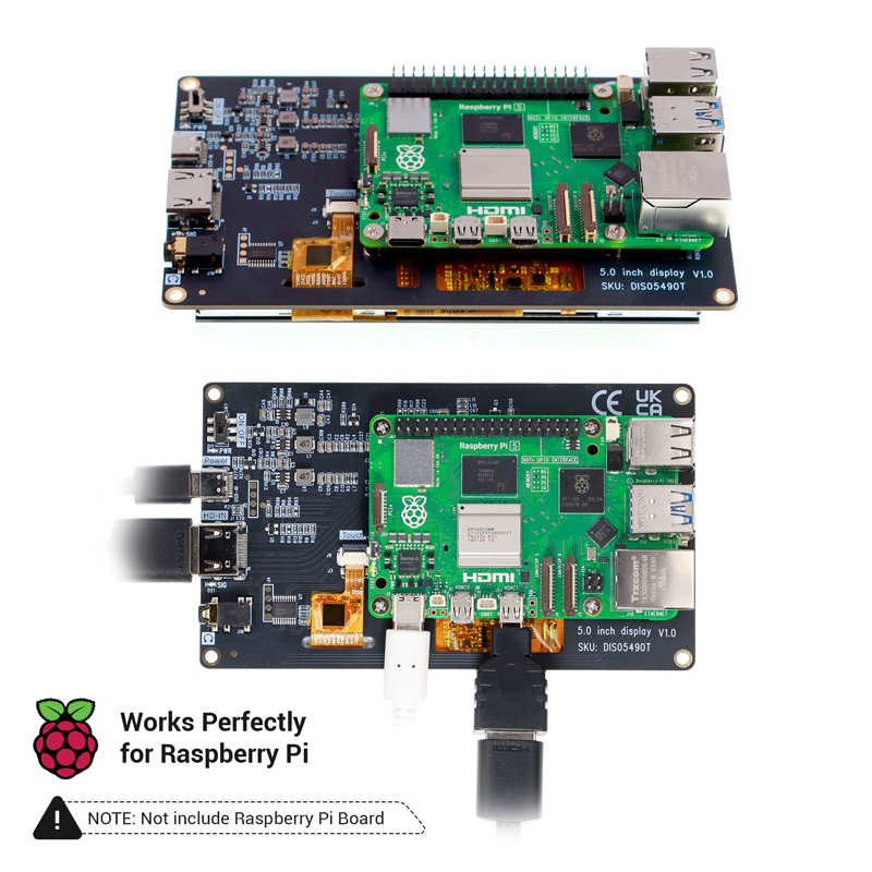 5 inch display works perfectly for Raspberry Pi