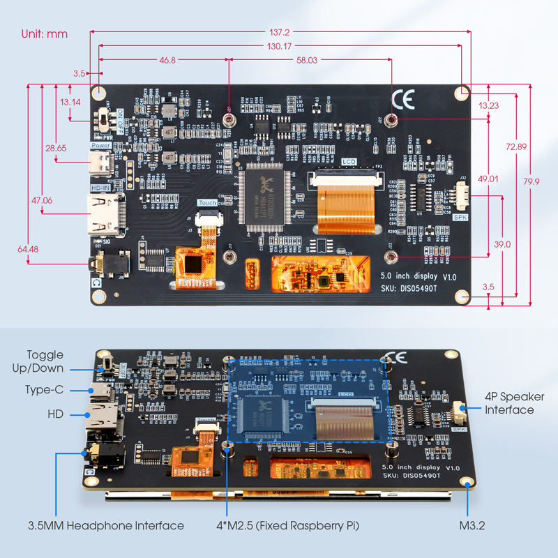 5 inch Raspberry Pi Monitor Interface Overview