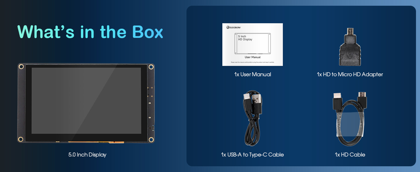 Package list of 5 inch display