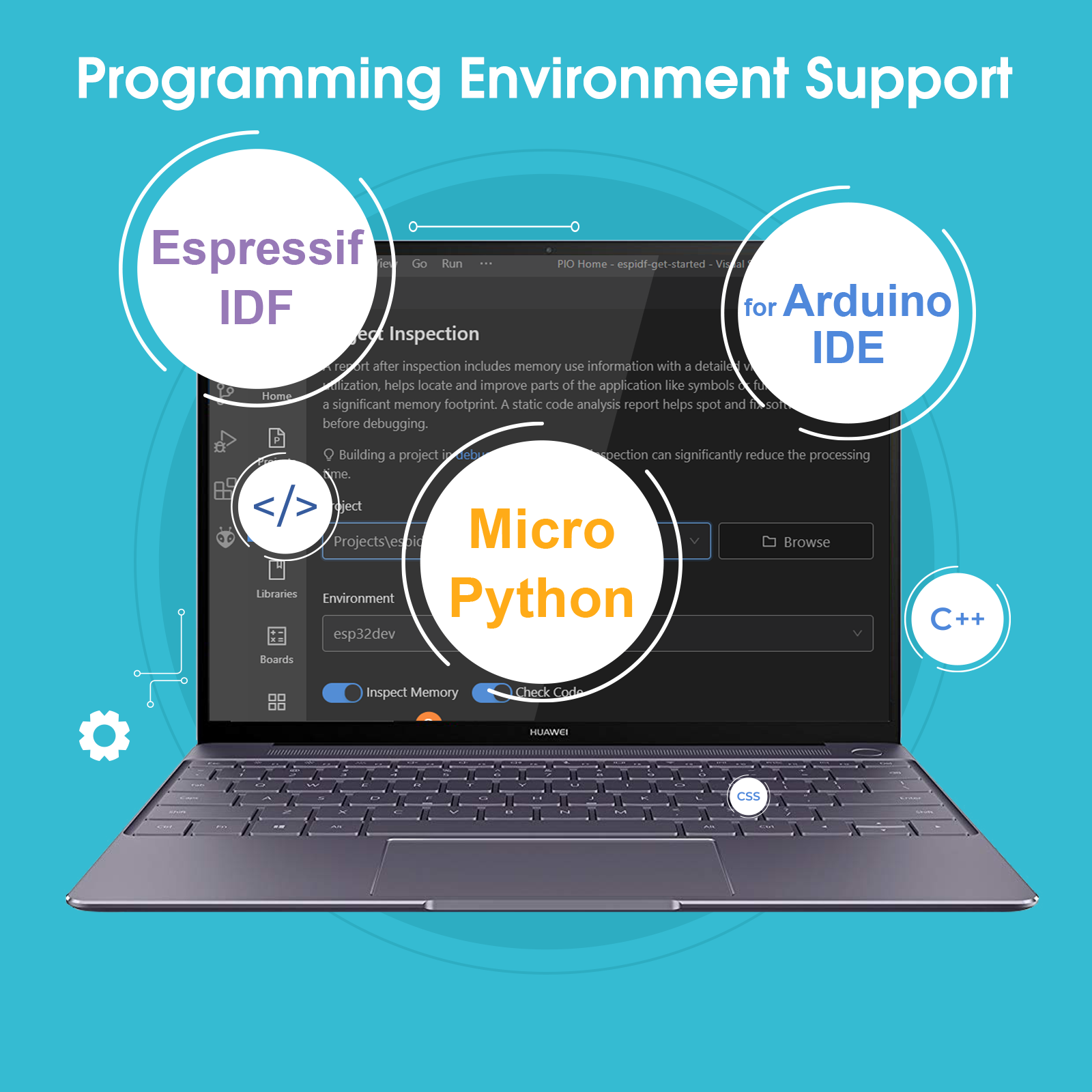 4.3 inch esp32 module support multiple environments