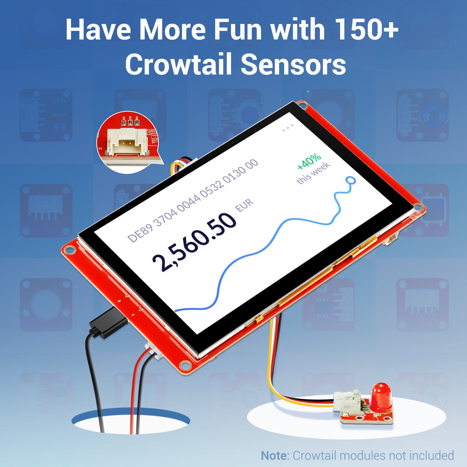 5.0 inch display connect with Crowtail sensors