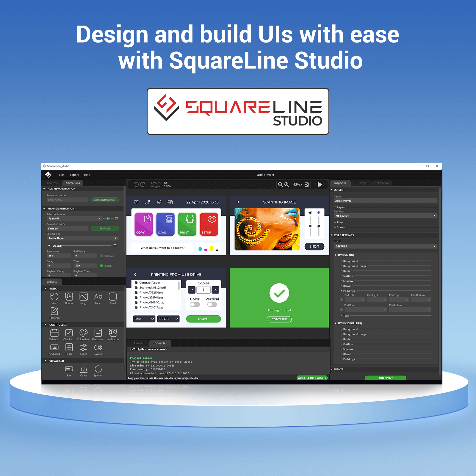 esp32 5inch HMI module support squareline studio