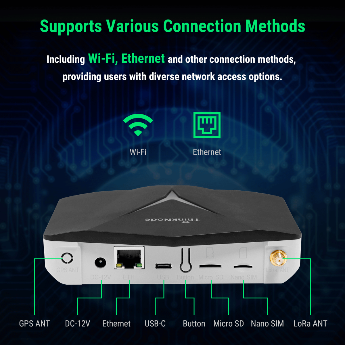 ThinkNode G1 LoRaWAN Gateway supports various connection methods