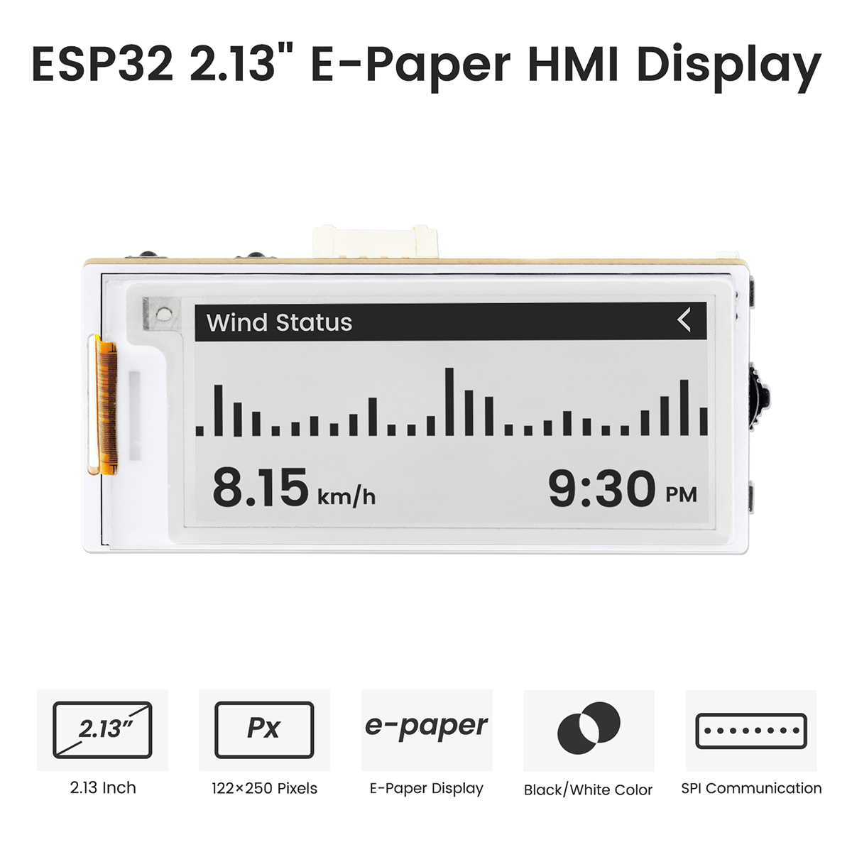 2.13 inch E-paper HMI display feature