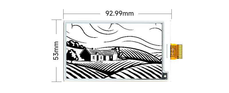 size of 3.7 inch e ink display