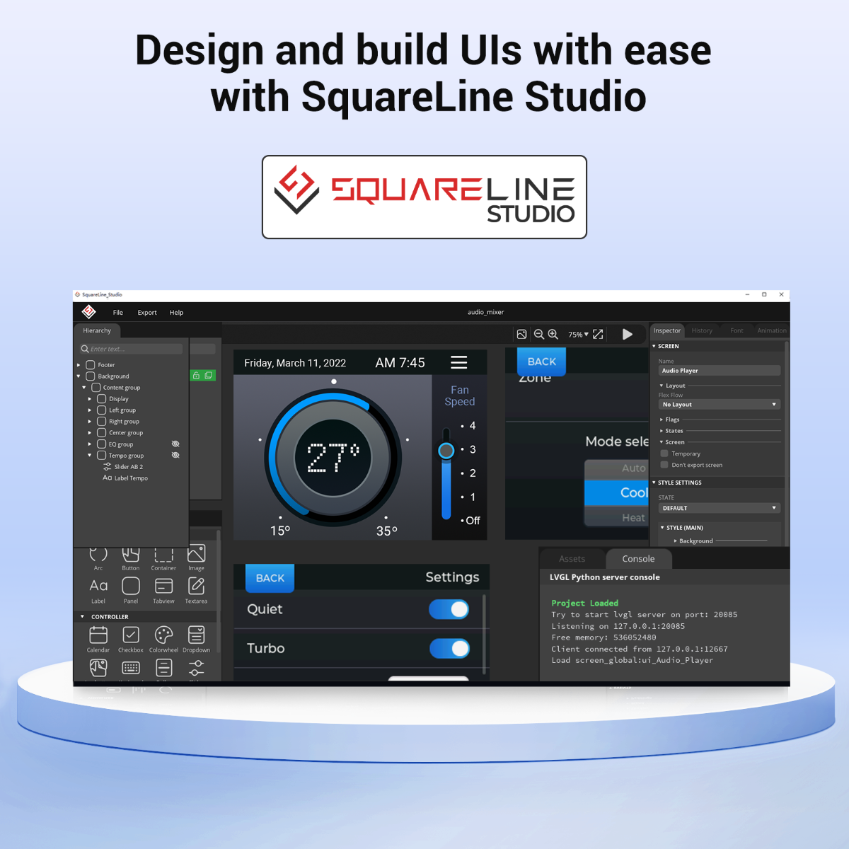 4.3 inch HMI module support squareline studio