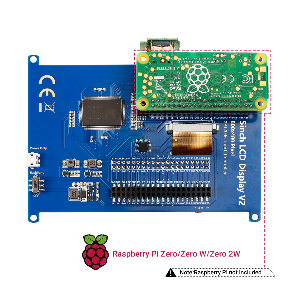 5 inch display connected with Raspberry Pi zero