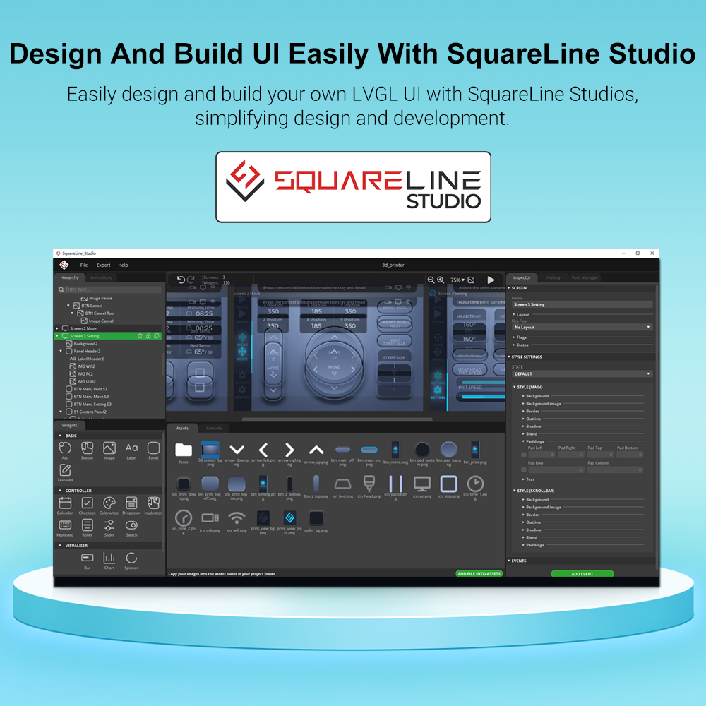 Crowpanel advance 4.3inch display support squareline studio