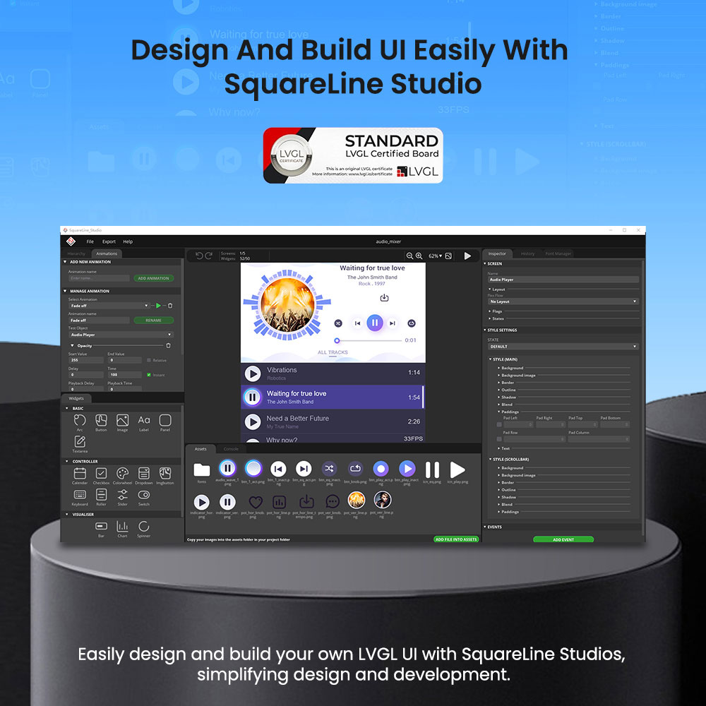 CrowPanel Advance 5 inch HMI AI display support SquareLine Studio