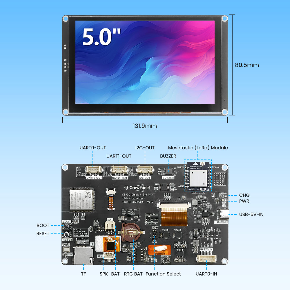 hardware overview of CrowPanel Advance 5 inch HMI AI display