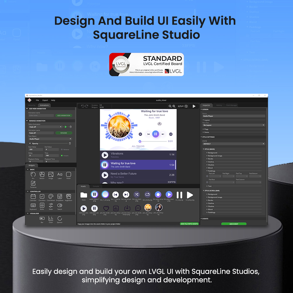 Crowpanel Advance 7inch HMI display support SquareLine studio