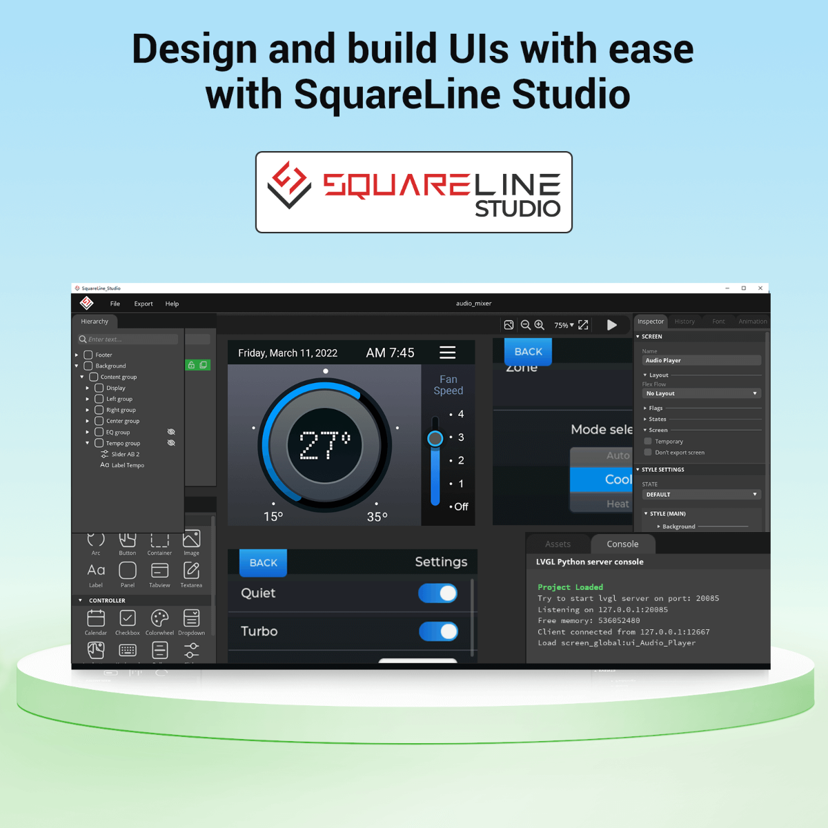 2.4 inch HMI display support SquareLine Studio