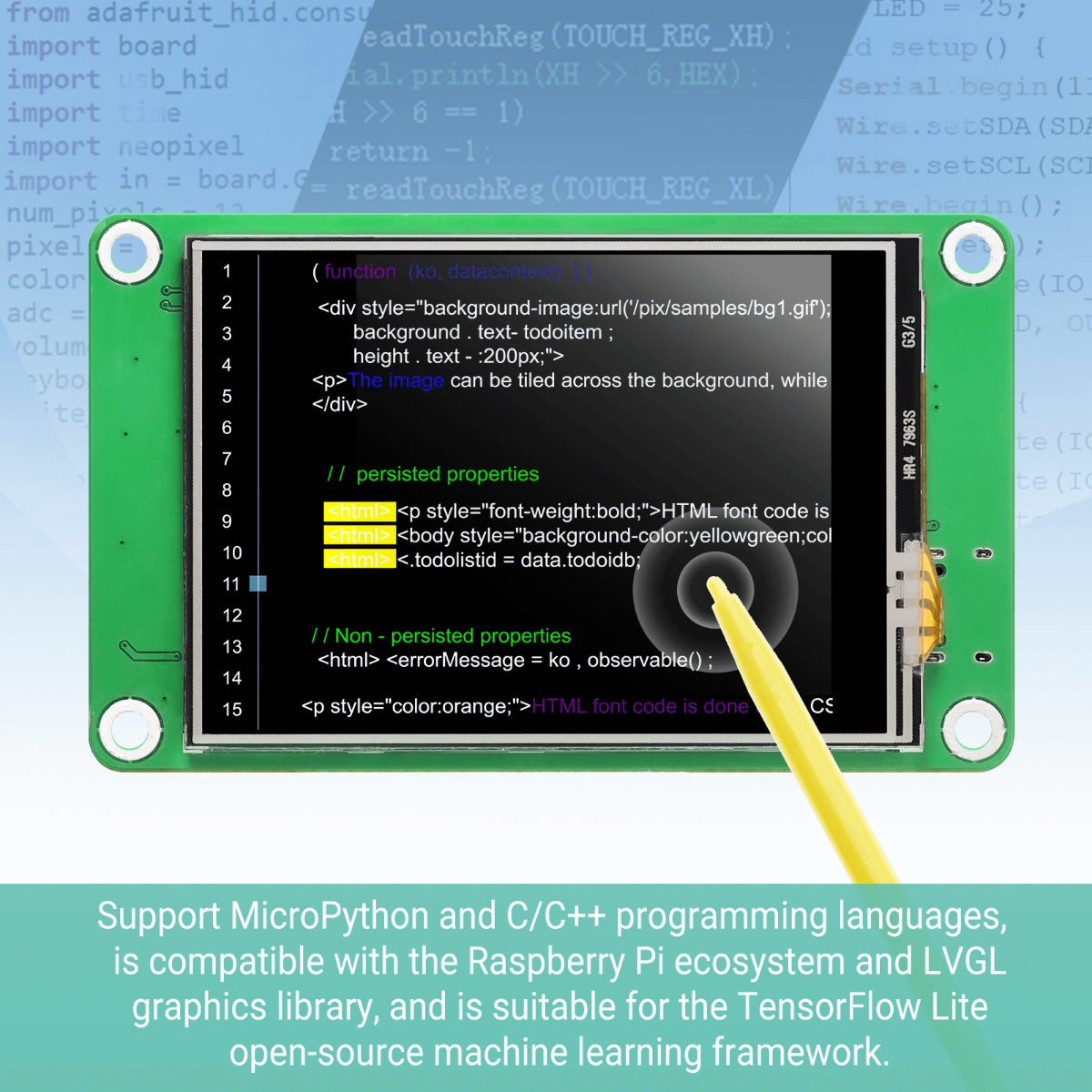 Pico 2.4 inch HMI module support multiple development environments.