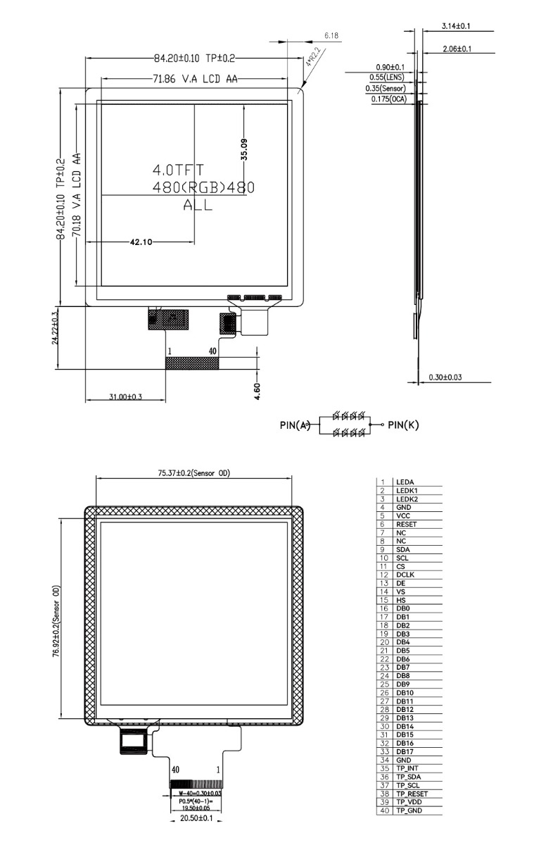 4 inch HDMI module dimension