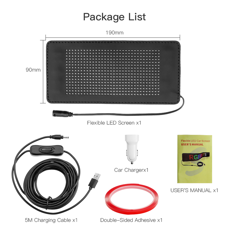 Package list of the led car sign screen