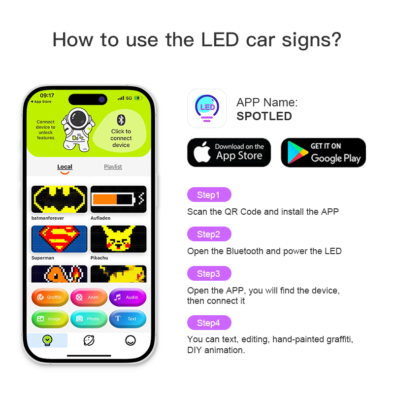 use step of the LED Car sign screen
