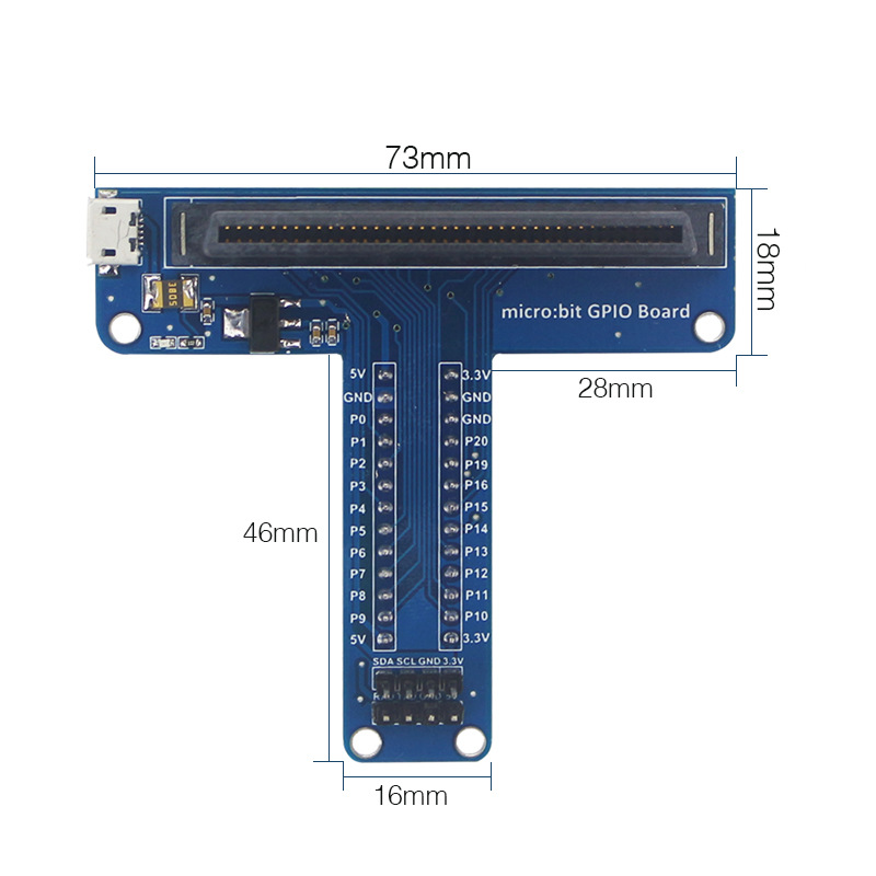 BBC micro:bit T-shape extension baord dimension