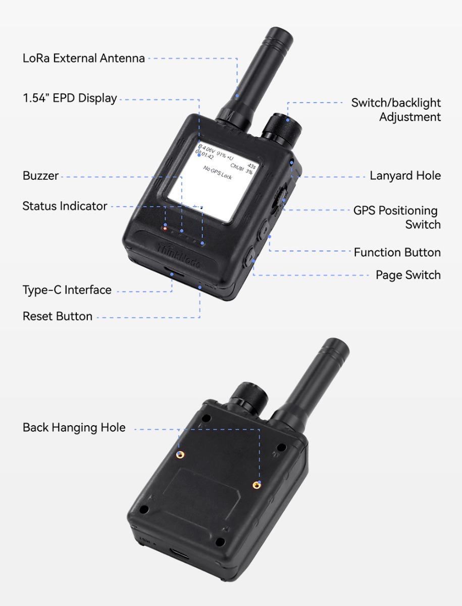 hardware overview of Thinknode-m1 for Meshtastic