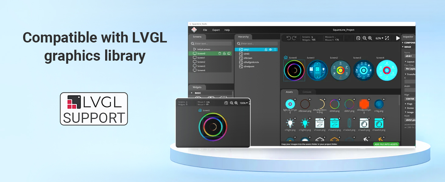 2.1inch knob screen compatible with LVGL graphics library