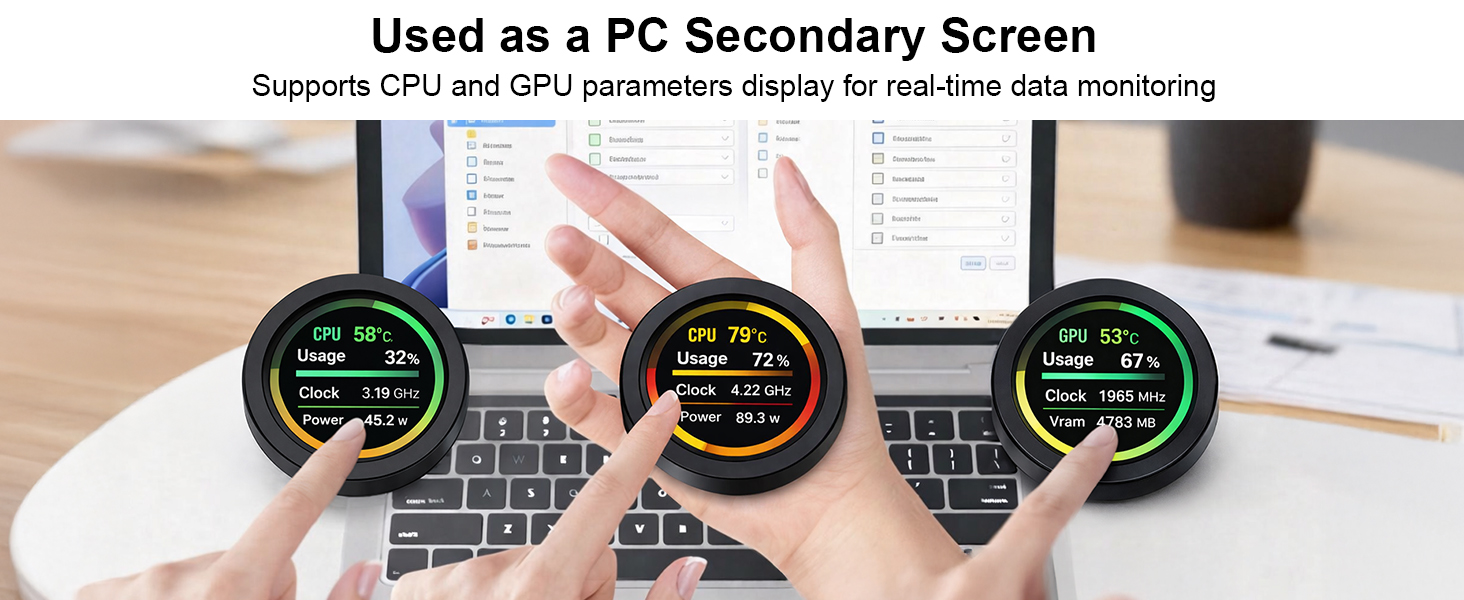 2.1inch rotary display used as a PC secondary screen