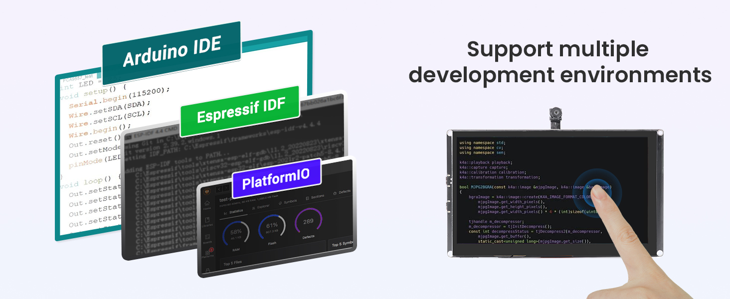 ESP32-P4 7inch display supports multiple development environments