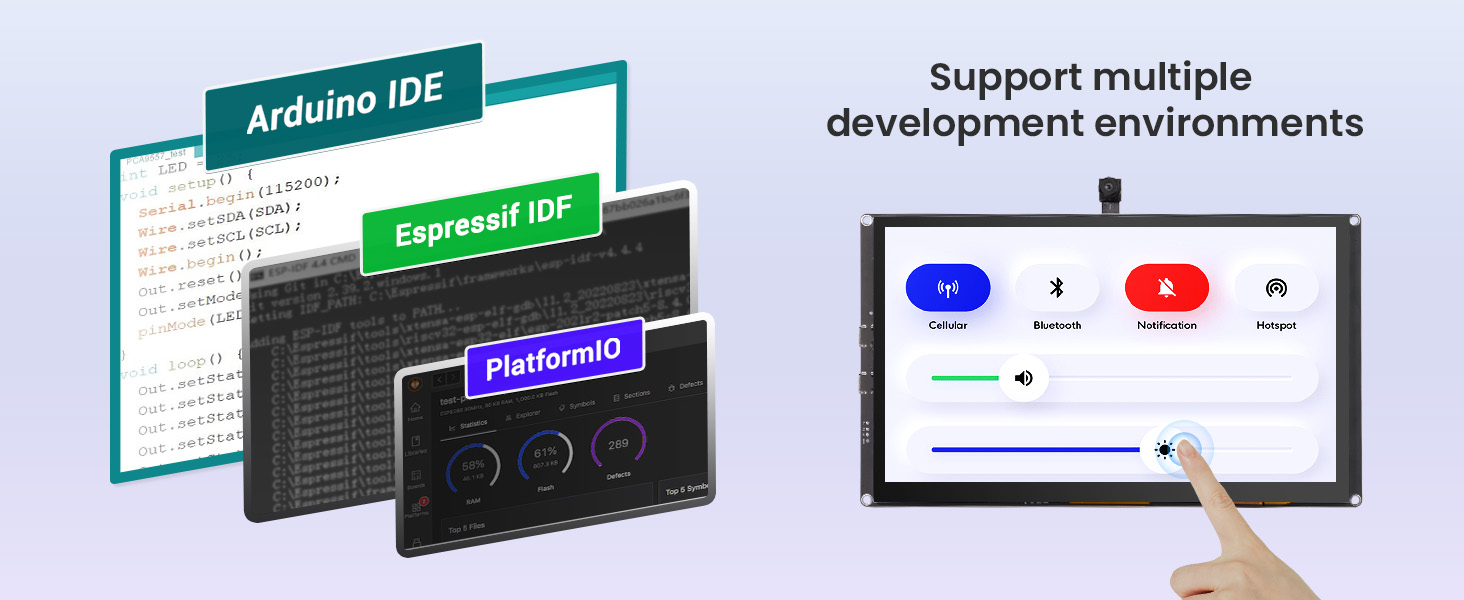 ESP32-P4 9inch display support multiple development environments