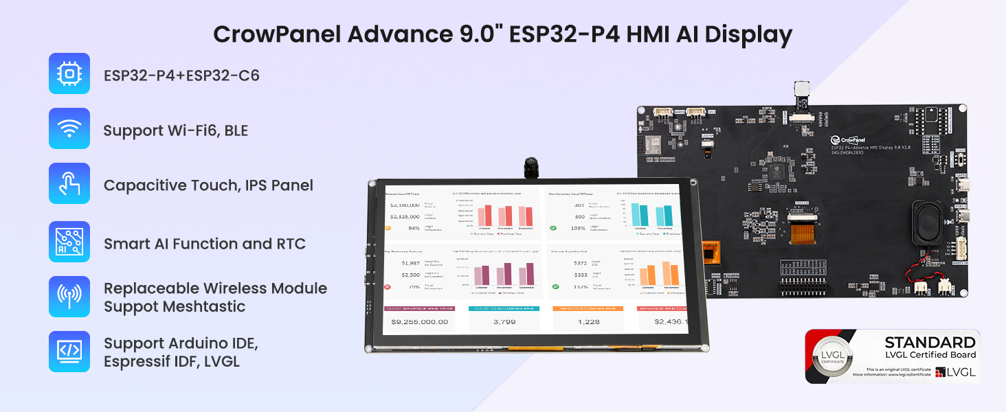 feature of ESP32-P4 9inch HMI display