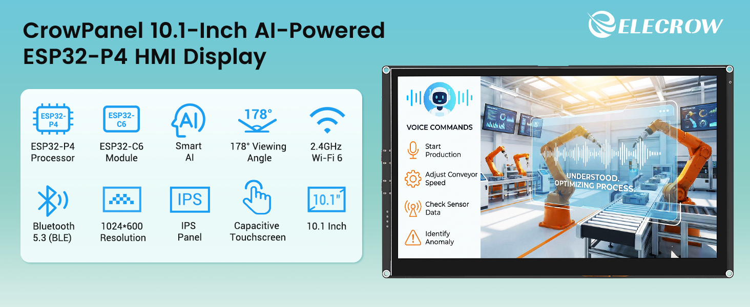 feature of ESP32-P4 10.1inch HMI display