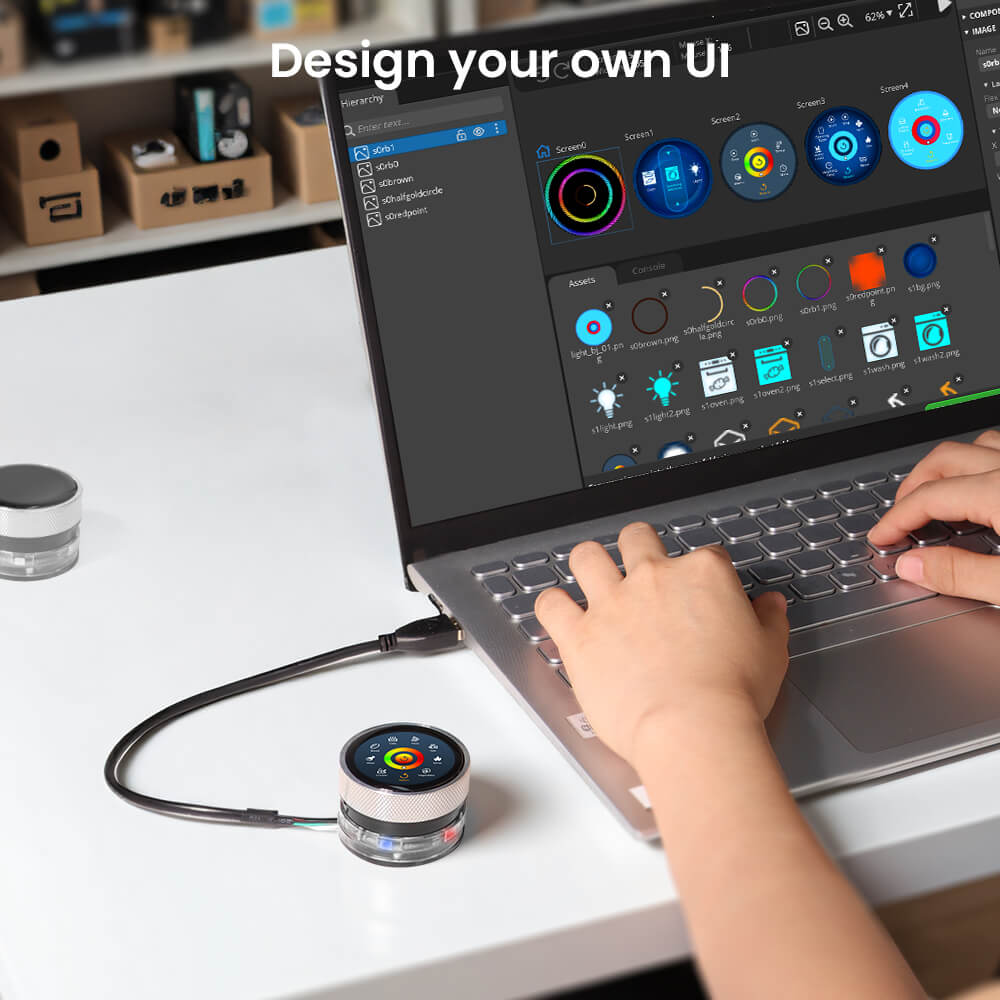 1.28 rotary knob screen supports design your own UI