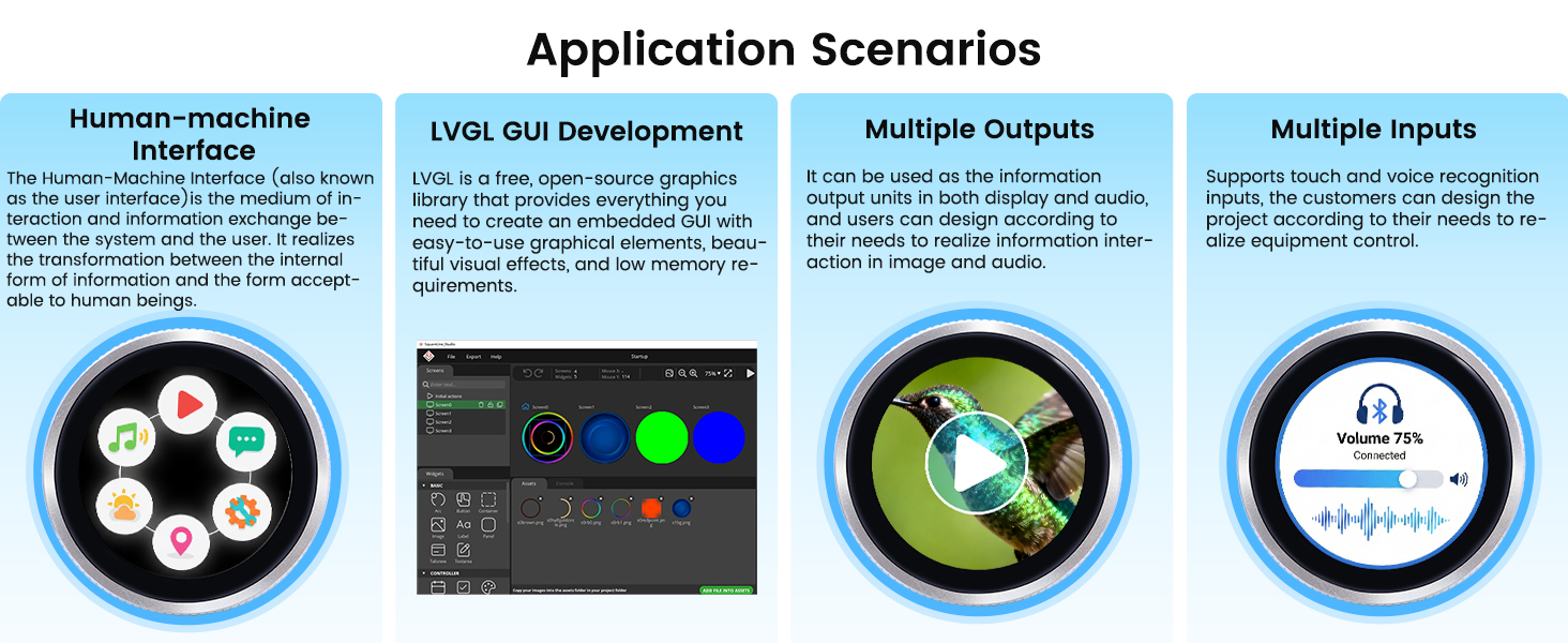 applications scenatios of 1.28 inch rotary knob screen