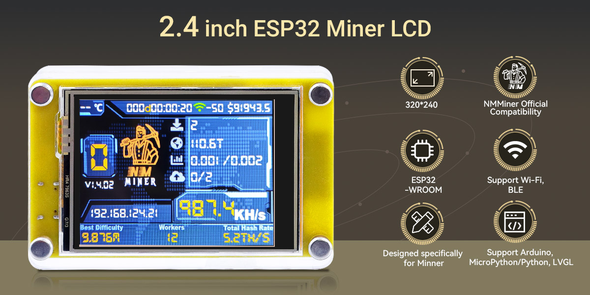 2.4 inch ESP32 Miner LCD Display