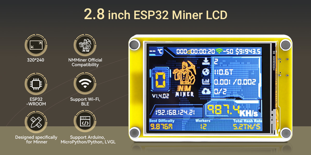 feature of 2.8inch Miner LCD Display