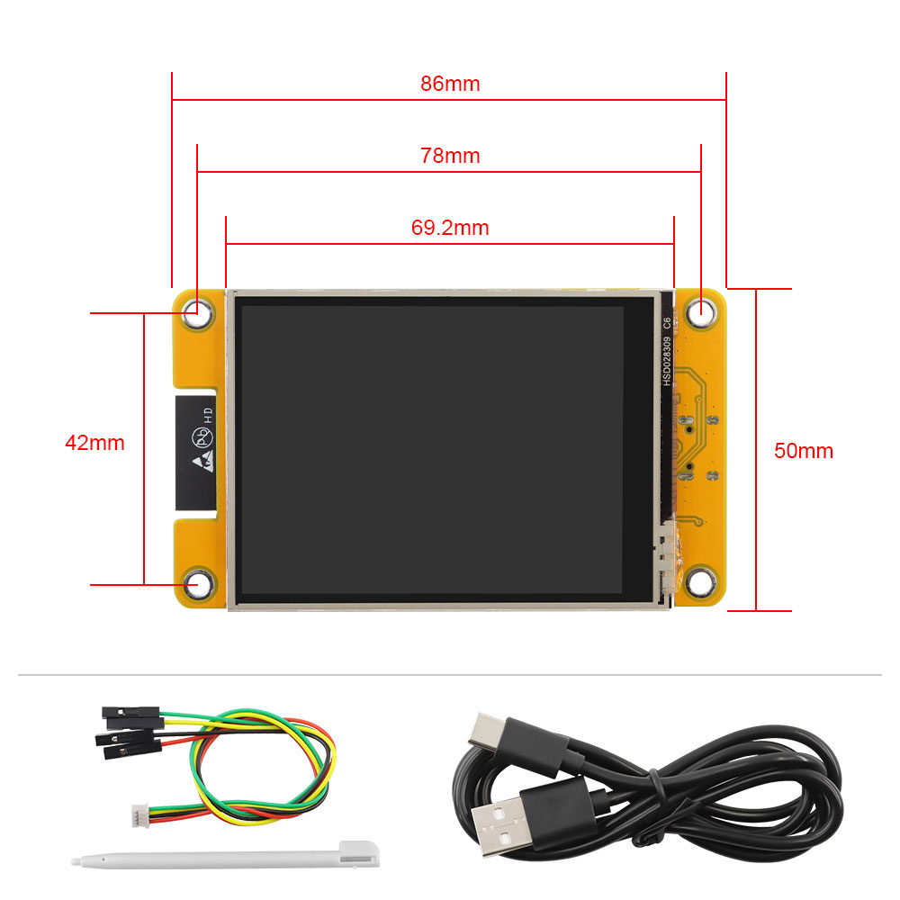 size of ESP32 2.8inch display