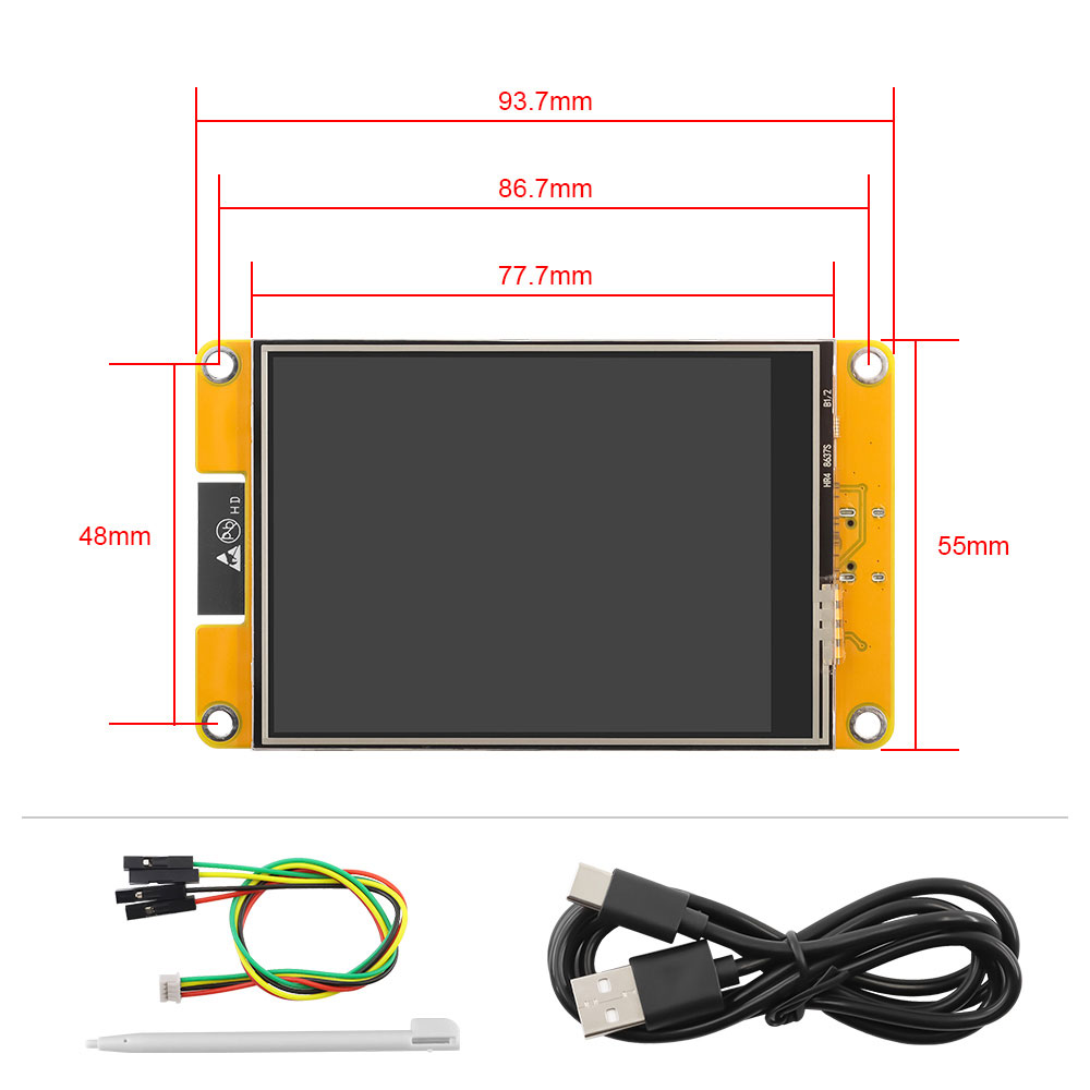 size of 3.2" IPS esp32 display