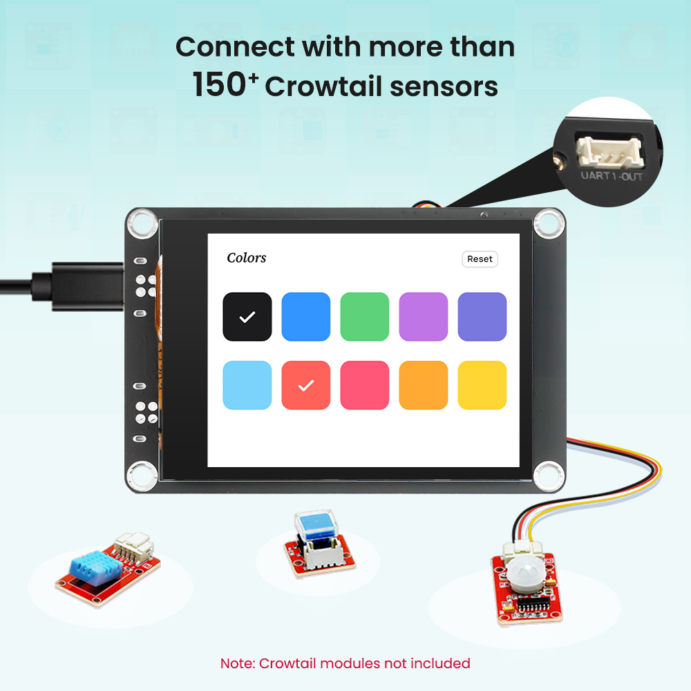 CrowPanel Advance 2.4“ ESP32 AI Display connects with sensors