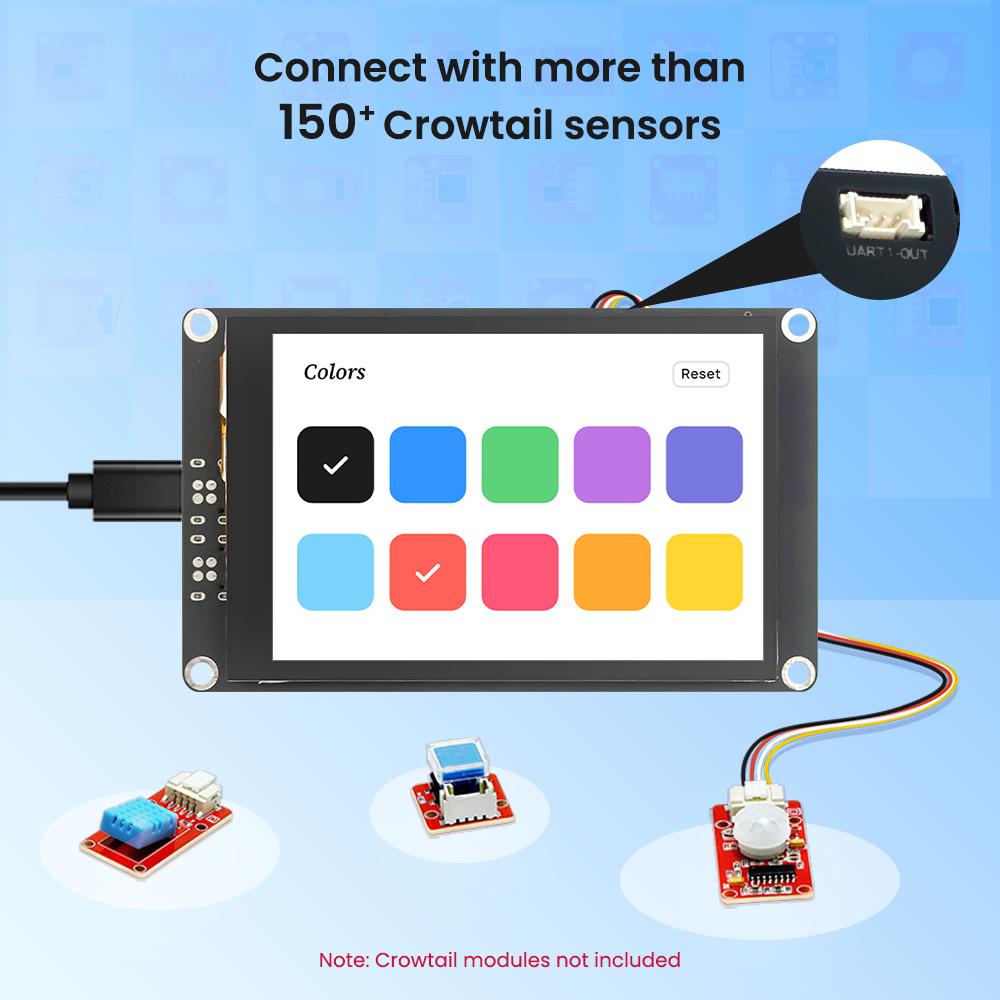 ESP32 Advance 3.5inch HMI Touchscreen can connect crowtail sensors
