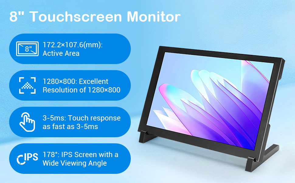 features of 8 inch touch monitor