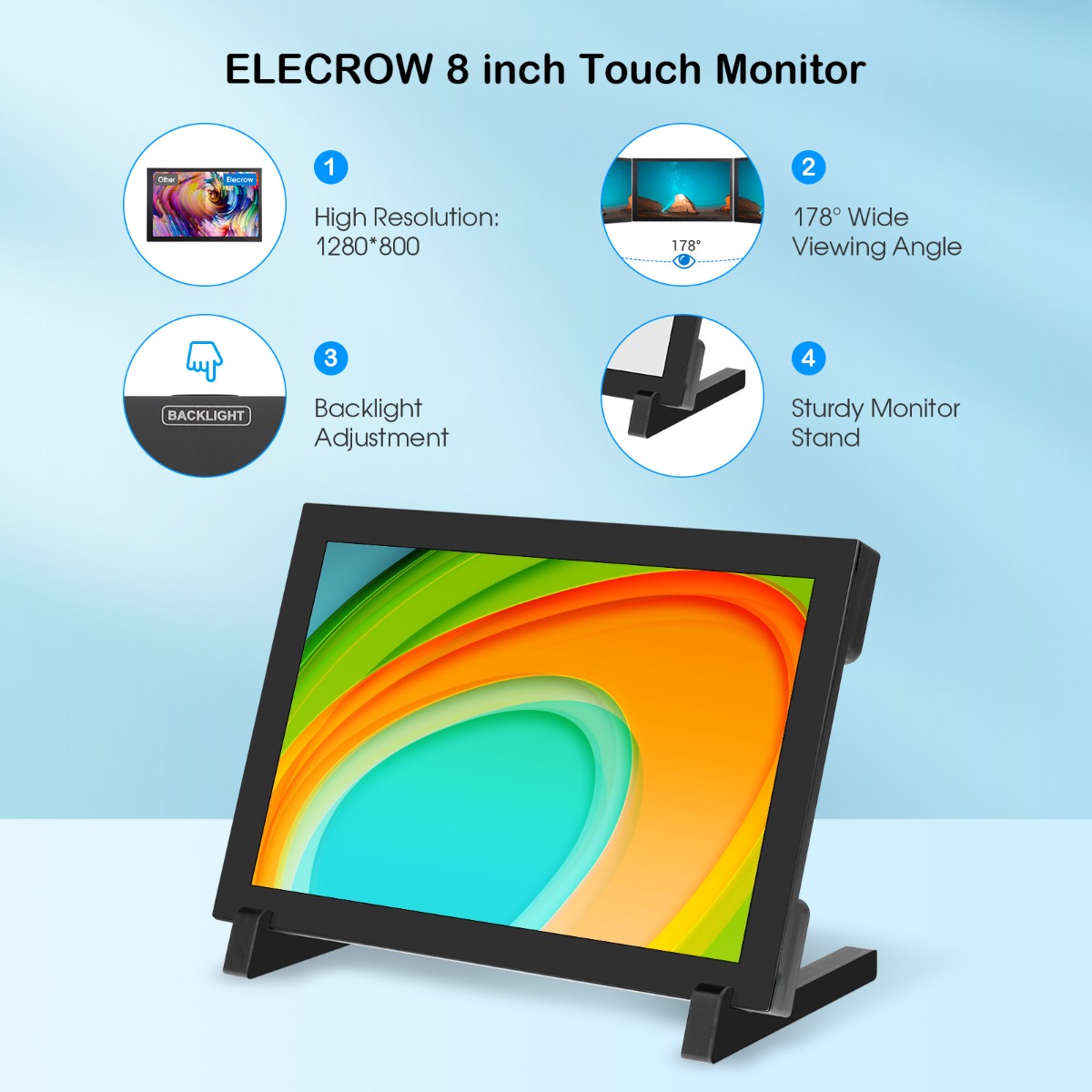 features of 8 inch touch monitor