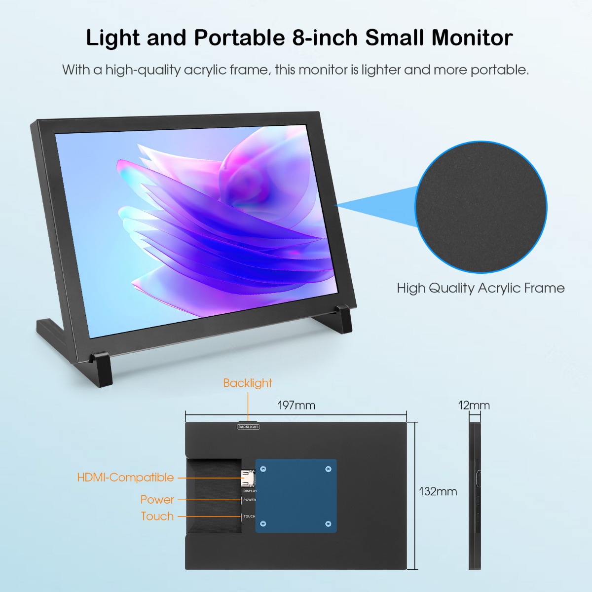 light and portable 8 inch screen