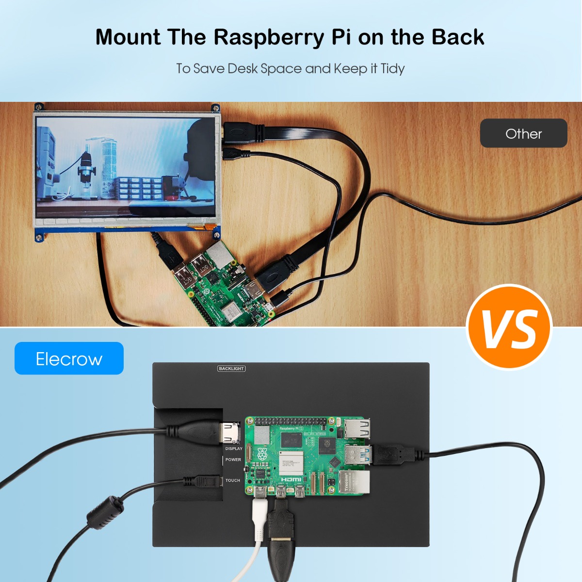 8 inch touch monitor can mount the raspberry pi on the back