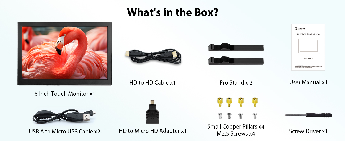 package list of 8inch touch monitor